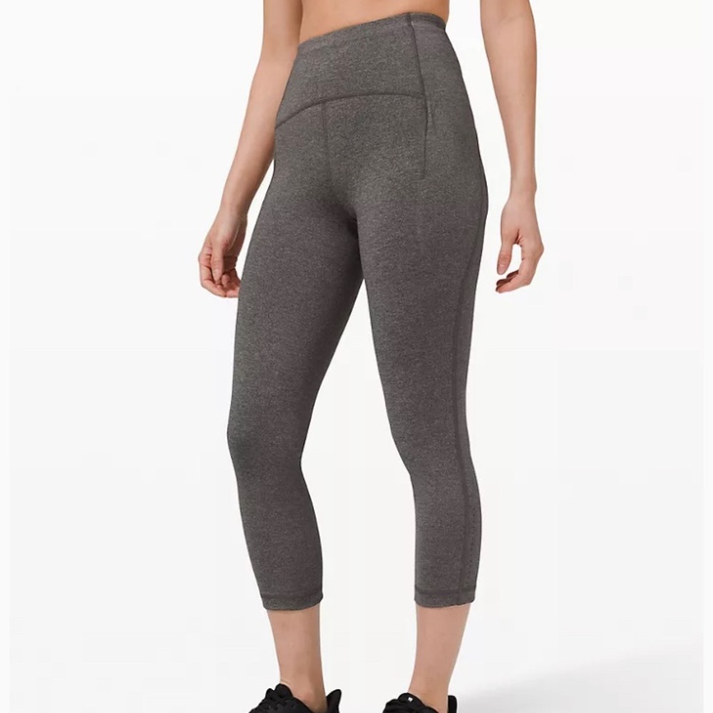 lulu grey high rise capris